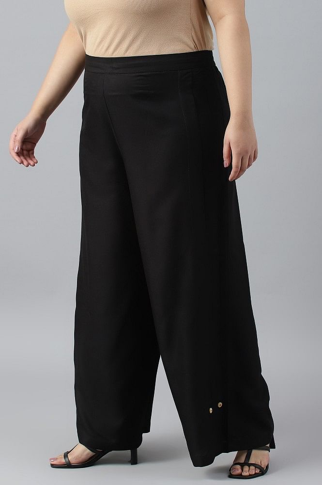 Mango Black Regular Fit Solid Parallel Trousers - Buy Mango Black Regular  Fit Solid Parallel Trousers online in India